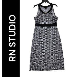 Metaphor Dress Size XL Black White Women Maxi Formal Sleeveless Sheath Halter